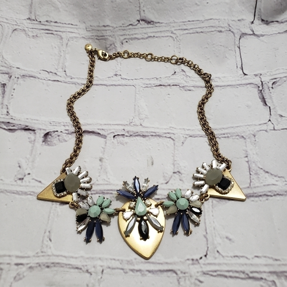 J. Crew Vintage Statement Necklace Goldtone Rhinestone Crystals 20-Inch